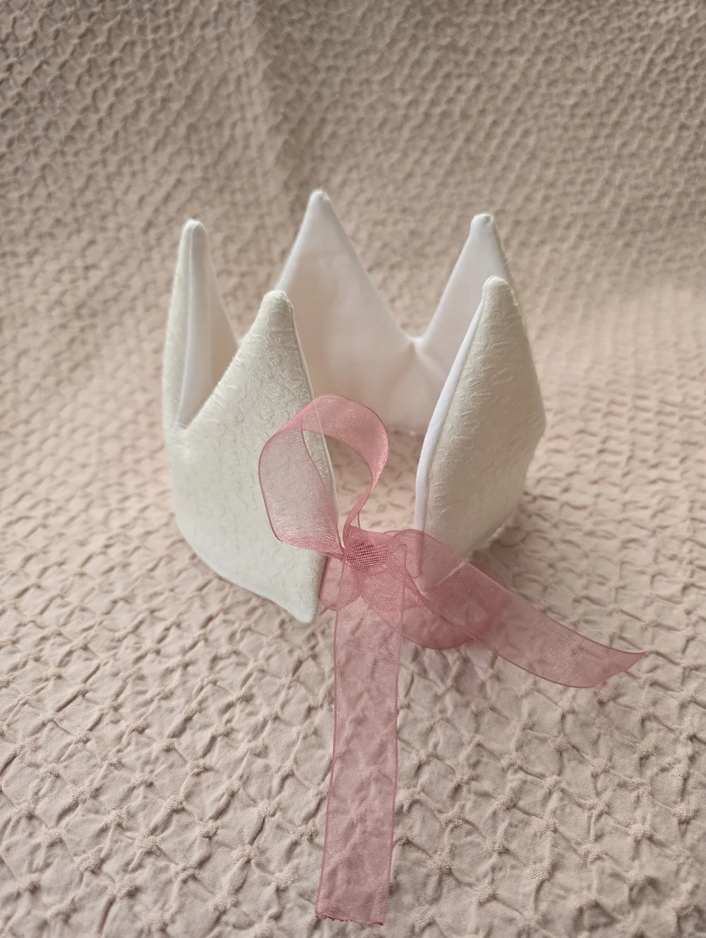 NEW Handmade White Fabric Baby Girl Birthday Crown